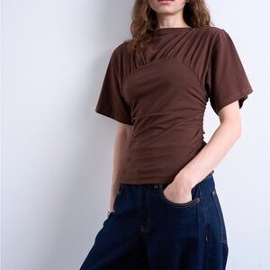 Topshop Chocolate Brown Cinched Tee
